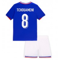 Frankreich Aurelien Tchouameni #8 Fußballbekleidung Heimtrikot Kinder EM 2024 Kurzarm (+ kurze hosen)